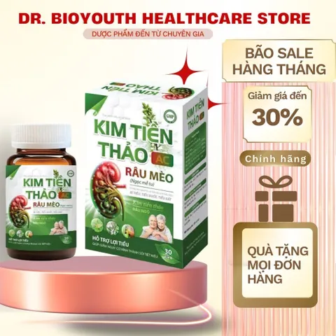 Viên Kim tiền thảo tan sỏi râu mèo AC– giảm và ngừa sỏi tiết niệu,sỏi thận, đái buốt,nhắt,tiểu đêm– Lọ 30 viên