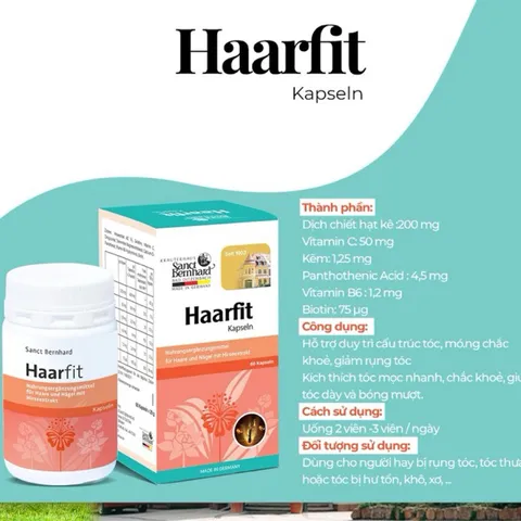 Viên uống mọc tóc giảm rụng tóc đẹp móng giúp tóc khoẻ mạnh Haarfit Sanct Bernhard - Lọ 120 Viên