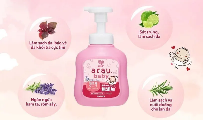 Sữa Tắm Gội Toàn Thân Arau Baby Dạng Bọt Nhật Bản – Vòi Nhấn Tiện Lợi, Dễ Tắm Cho Trẻ Nhỏ