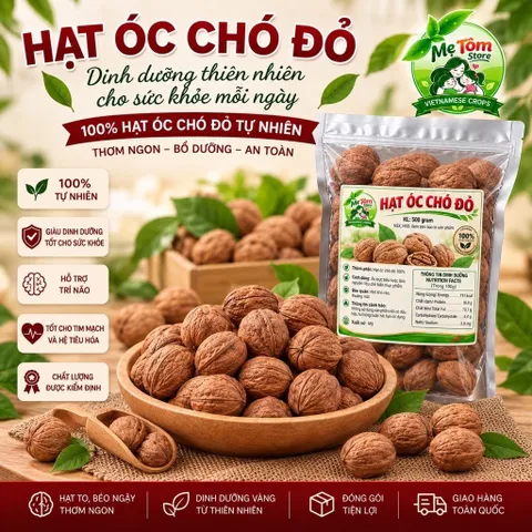 500g Óc Chó Đỏ Nguyên Vỏ Nhập Mỹ Thu hồi Nhân 45%