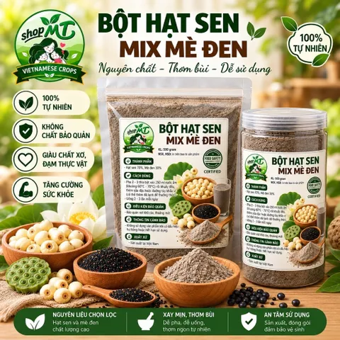 Bột Hạt Sen Mix Mè Đen Nguyên Chất Không Đường MTshop-metomstore