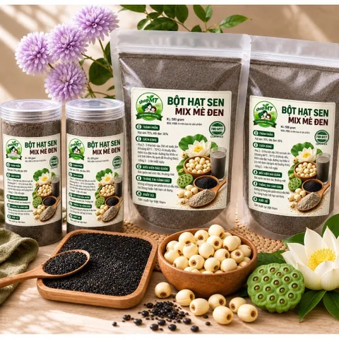 Bột Hạt Sen Mix Mè Đen Nguyên Chất Không Đường MTshop-metomstore
