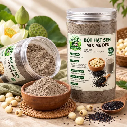 Bột Hạt Sen Mix Mè Đen Nguyên Chất Không Đường MTshop-metomstore