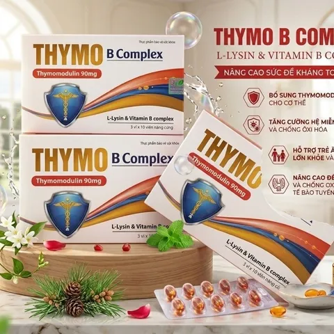 Viên bổ THYMO B Complex chứa Thymomodulin bổ sung miễn dịch vitamin và khoáng chất,giảm tình trạng mệt mỏi,suy nhược
