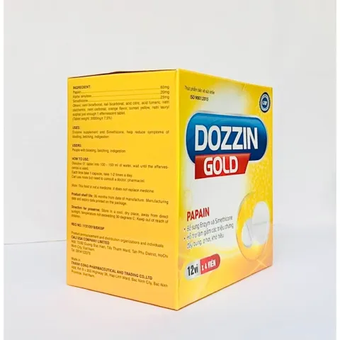 Viên Sủi Tiêu Hoá Dozzin Gold Hộp 48 viên giảm chướng hơi dạ dày, ngừa đau rát ợ chua tá tràng, ngon miệng