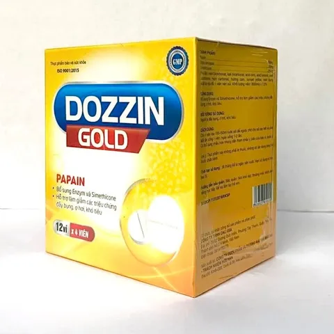Viên Sủi Tiêu Hoá Dozzin Gold Hộp 48 viên giảm chướng hơi dạ dày, ngừa đau rát ợ chua tá tràng, ngon miệng