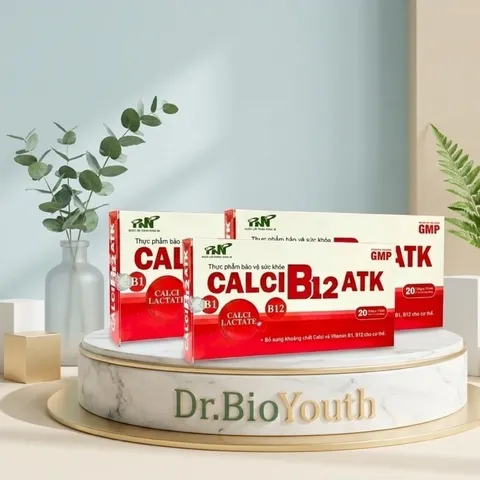 Ống uống Calci B12 ATK Bổ sung khoáng chất Calci và Vitamin B1,B12 cho cơ thể Hộp 20 ống