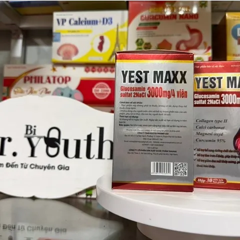 Viênn uống YEST MAXX bổ sung dịch khớp Glucosamin 3000mg giúp giảm đau nhức, mỏi khớp tứ chi – Lọ 60v