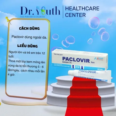 Kem ngừa mụn nước, virus Herpes Pa clovir Apimed, ngăn ngừa rôm mụn ghẻ bóng nước, bảo vệ da hiệu quả, sau xăm môi