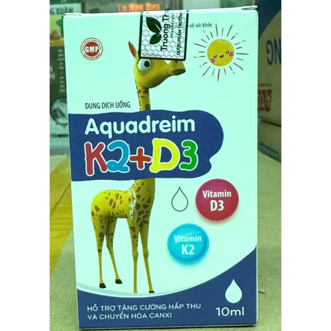 Dung dịch uống Aquadreim K2 + D3 bổ sung K2 + D3 Mk7 vitamin giúp hấp thụ canxi hiệu quả, giúp xương và răng chắc khỏe