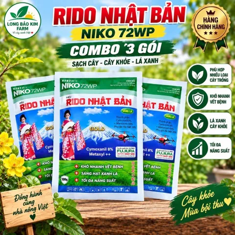 Rido Nhật Bản Niko 72WP 100g – Cymoxanil 8% + Mancozeb 64% – Hỗ Trợ Kiểm Soát Nấm Bệnh Cây Trồng