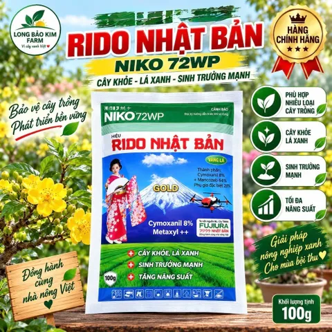 Rido Nhật Bản Niko 72WP 100g – Cymoxanil 8% + Mancozeb 64% – Hỗ Trợ Kiểm Soát Nấm Bệnh Cây Trồng