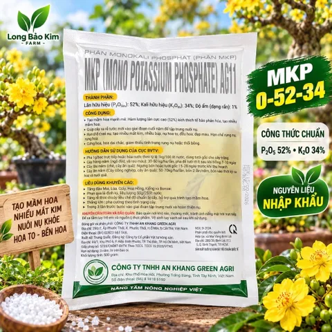MKP 0-52-34 500G | Siêu Ra Hoa Nghịch Vụ | Lân 52% | Kích Mầm Hoa, Tạo Nụ Đồng Loạt | Phân Bón Hoa Kiểng