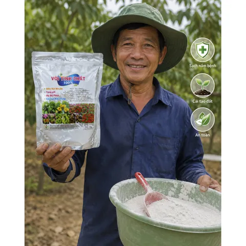 Vôi Tinh Chất 100% 1Kg - Hạ Phèn, Tăng pH Đất, Diệt Khuẩn Nấm Bệnh, Cải Tạo Đất Trồng, Bổ Sung Canxi Cho Cây Trồng