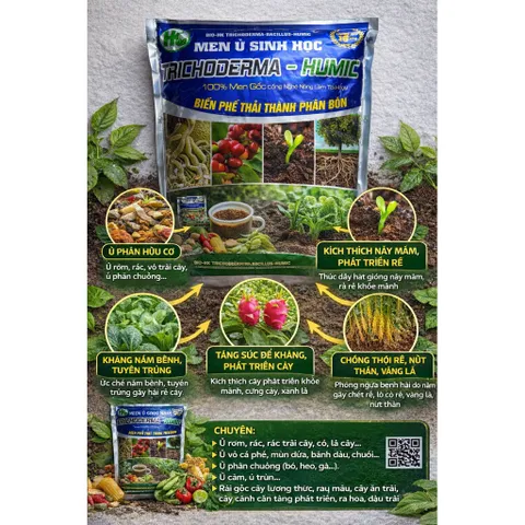 Men Vi Sinh Trichoderma Humic 1Kg | Ủ Phân Hữu Cơ, Cải Tạo Đất, Kích Rễ, Trị Nấm, Tuyến Trùng
