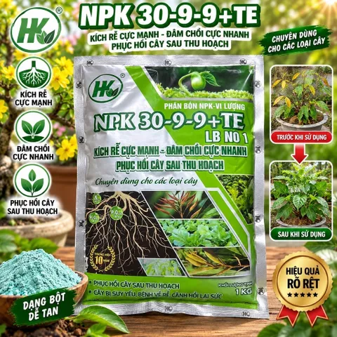 NPK 30-9-9 + TE LB NO1 1KG Dạng Bột | Phân Bón NPK Vi Lượng Kích Rễ, Đâm Chồi, Phục Hồi Cây