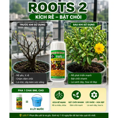 [ Combo 10 lọ] Phân bón lá Kích Rễ ROOTS 2+ USA - Ra rễ cực mạnh - Bổ sung dưỡng chất Cây trồng (ống 8ml)