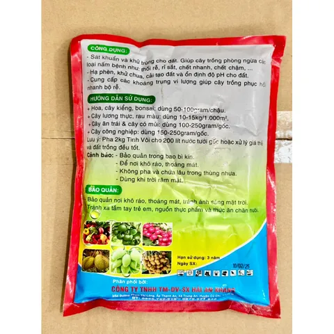 Bột tinh vôi HAK 100% 1Kg - Hạ Phèn, Tăng pH Đất, Diệt Khuẩn Nấm Bệnh, Cải Tạo Đất Trồng, Bổ Sung Canxi Cho Cây Trồng