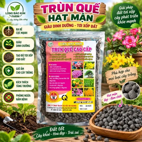 Phân Trùn Quế Cao Cấp Dạng Viên hạt mận 1kg – Bón hoa Lan Hoa Kiểng, Bonsai, Rau Màu – Tơi Xốp Đất, Kích Rễ Mạnh (1kg)