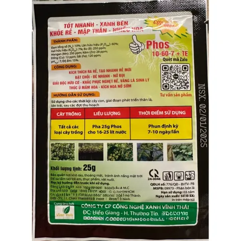Phân Bón Phos 10-60-7 + TE Lân Cao Hỗ Trợ Phân Hóa Mầm Hoa, Ra Hoa Đồng Loạt – Combo 10 Gói
