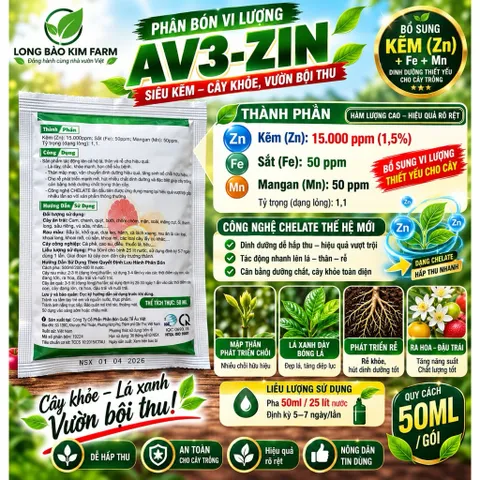 Combo 10 gói Siêu Kẽm 15.000ppm + Fe + Mn gói 50ml | Phân Bón Vi Lượng Cho Cây Trồng