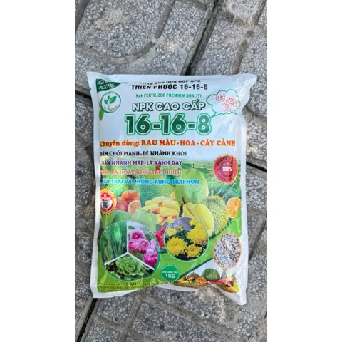 NPK 16-16-8 Thiên Phước 1KG - Phân Bón Rau Màu Hoa Cây Cảnh - Bật Chồi Mạnh, Ra Hoa Nhiều, Trái To Đẹp
