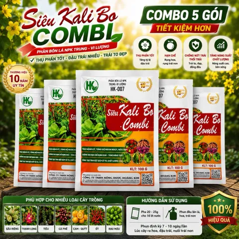 COMBO 5 GÓI SIÊU KALI BO COMBI HK-007 100G – PHÂN BÓN LÁ NPK TRUNG VI LƯỢNG
