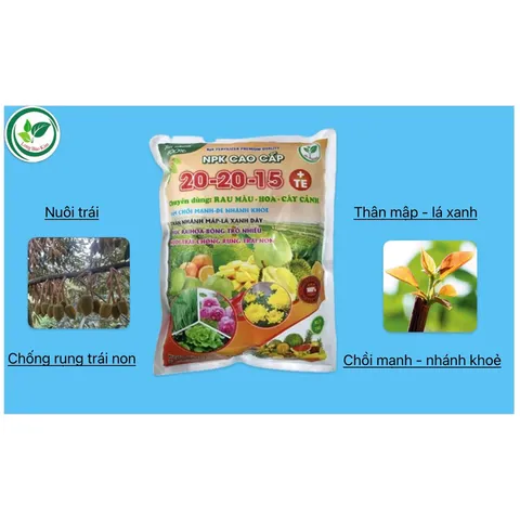 NPK 20-20-15 + TE Cao Cấp 1kg – Phân Bón Rau Màu, Hoa, Cây Cảnh – Đạm Chồi Mạnh, Hoa Nhiều, Nuôi Trái Tốt