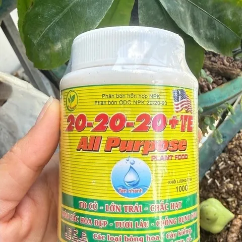 Siêu to trái 20-20-20 + TE 100g Cho Cây Cảnh & Hoa Phát Triển Khỏe Mạnh Chống Hạn & Bệnh