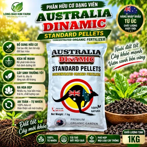 Phân Hữu Cơ Viên Australia Dinamic 1KG | Standard Pellets | Phân Hữu Cơ Nhập Khẩu Úc Cải Tạo Đất, Kích Rễ, Nuôi Cây