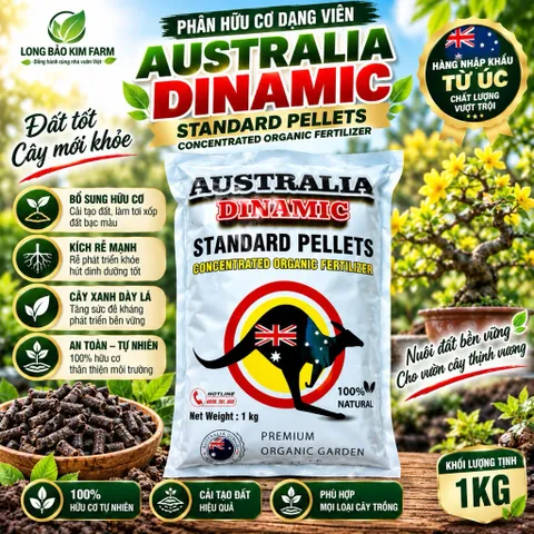 Phân Hữu Cơ Viên Australia Dinamic 1KG | Standard Pellets | Phân Hữu Cơ Nhập Khẩu Úc Cải Tạo Đất, Kích Rễ, Nuôi Cây