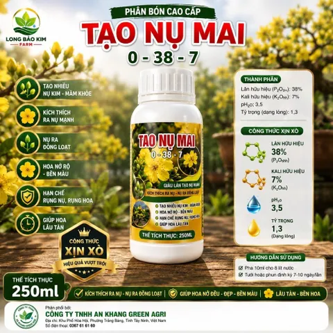 Siêu Lân Tạo Nụ Mai 0-38-7 Dạng Nước 250ml – Kích Nụ Mạnh, Nụ Mai Mập Khỏe, Ra Hoa Đồng Loạt