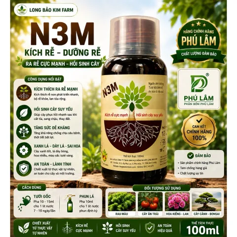 N3M Phú Lâm 100ml Dạng Nước Chính Hãng – Kích Rễ Cực Mạnh, Ra Rễ Nhanh, Dưỡng Rễ Khỏe Cho Cây