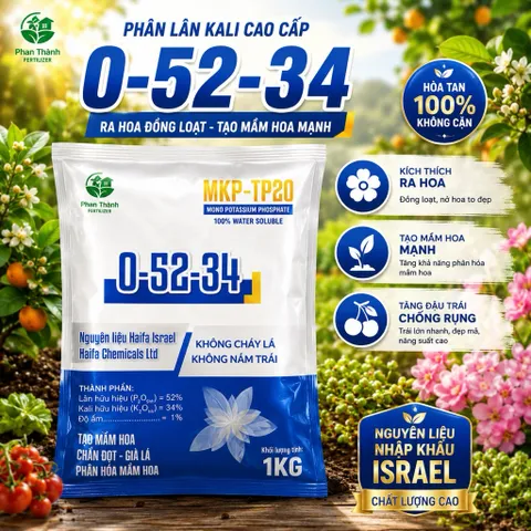 MKP 0-52-34 1KG | Phân Lân Kali Cao | Bổ Sung Trung Vi Lượng | Phân Hóa Mầm Hoa, Kích Ra Hoa Đồng Loạt