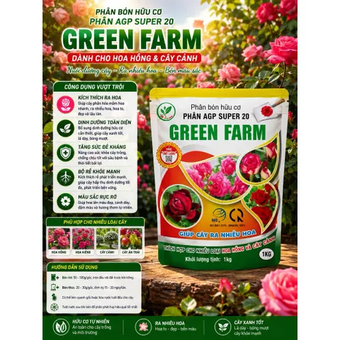 Phân chuyên hoa hồng Green Farm 1Kg | Dạng Viên | Chuyên Cho Hoa Hồng, Cây Cảnh, Cây Ăn Trái | Ra Nhiều Hoa