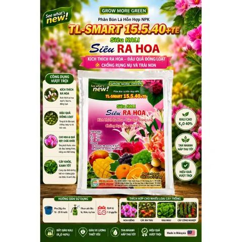 Combo 10 Gói Siêu Kali Siêu Ra Hoa 20g | NPK 15-5-40+TE | Kích Ra Hoa Đậu Quả Đồng Loạt | Phân Bón Hoa Mai, Cây Ăn Trái