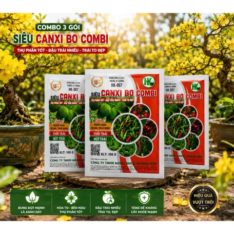 Combo 5 Gói Siêu Canxi Bo Combi HK-007 100g | Canxi Chelate 10.000ppm, Bo 2.000ppm | Phân Bón Lá NPK Trung Vi Lượng