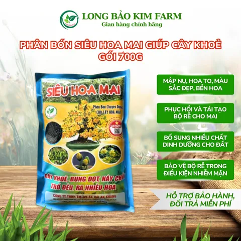 Phân bón SIÊU HOA MAI (gói 700g) chuyên dùng cho cây hoa mai giúp cây khoẻ, bung đọt, nảy chồi, trổ đều, ra nhiều hoa