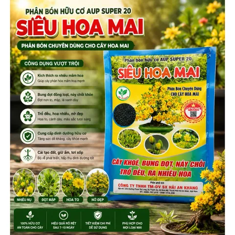 Phân bón SIÊU HOA MAI (gói 700g) chuyên dùng cho cây hoa mai giúp cây khoẻ, bung đọt, nảy chồi, trổ đều, ra nhiều hoa