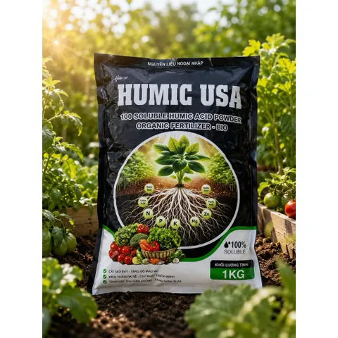 Humic USA 1Kg Axit Humic Hữu Cơ 75%+ Cải Tạo Đất Kích Rễ Tơi Xốp Đất Tan Hoàn Toàn 100%