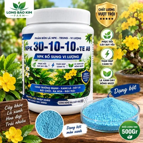 Phân bón vi lượng NPK 30-10-10+TE dưỡng cây-nảy chồi- xanh lá - chai 100 gram