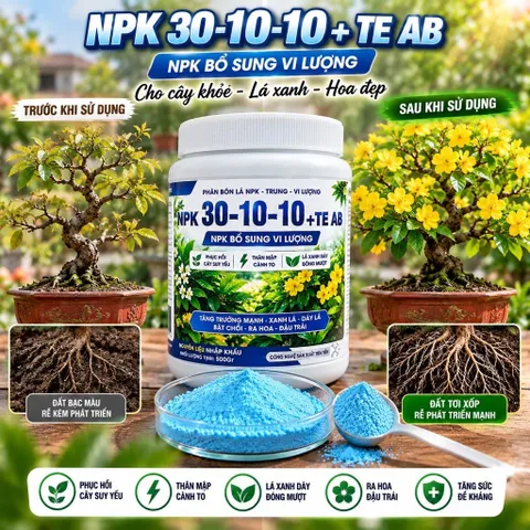 Phân bón vi lượng NPK 30-10-10+TE dưỡng cây-nảy chồi- xanh lá - chai 100 gram