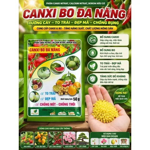 [Combo 5 gói] Canxi Bo Siêu Mạnh – Kích To Trái, Cứng Trái, Hạn Chế Rụng Trái Non gói 50gram