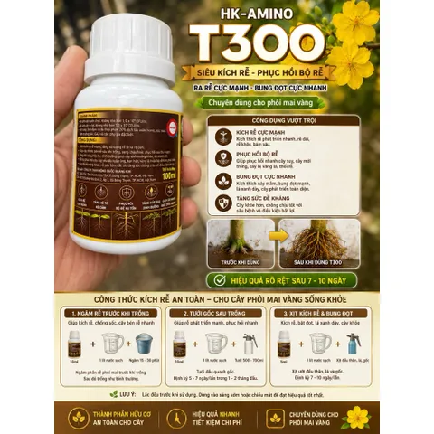 T300 Siêu Kích Rễ Phục Hồi Bộ Rễ Cực Mạnh – Ra Rễ Tơ Nhanh, Bung Đọt Khỏe Cho Mai Vàng, Hoa Giấy, Bonsai