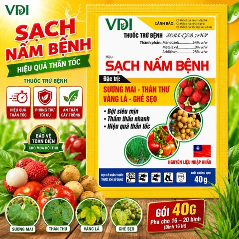 [ Combo 5 gói] Sạch Nấm Bệnh Fortazeb 72WP Gói 40G Mancozeb Metalaxyl Hỗ Trợ Sương Mai Thán Thư Vàng Lá Ghẻ Sẹo Trái