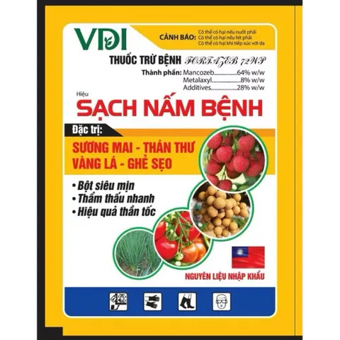 [ Combo 5 gói] Sạch Nấm Bệnh Fortazeb 72WP Gói 40G Mancozeb Metalaxyl Hỗ Trợ Sương Mai Thán Thư Vàng Lá Ghẻ Sẹo Trái