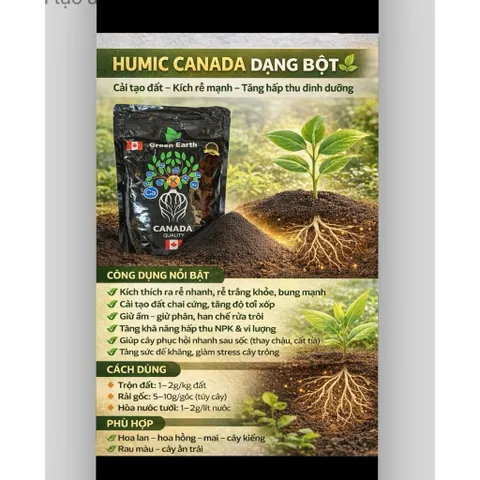 {DẠNG BỘT}Phân Bón Humic Acid Canada Nhập Khẩu Kích Ra Rễ Cực Mạnh - Túi 1Kg