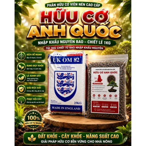 Phân Hữu Cơ Viên Nén Anh Quốc UK OM82 1KG | Hàng Nhập Khẩu Nguyên Bao | Kích Rễ Bung Đọt Cải Tạo Đất Cho mai vàng