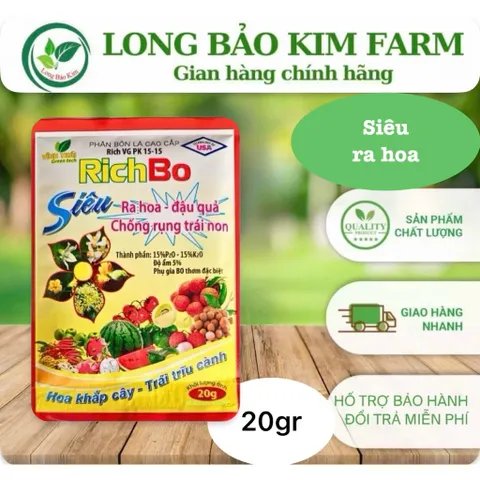 [Combo 10 gói] Rich Bo PK 15-15 + Bo – Siêu Kích Ra Hoa, Đậu Trái Mạnh, Chống Rụng Trái Non, Phân Bón Lá 20g