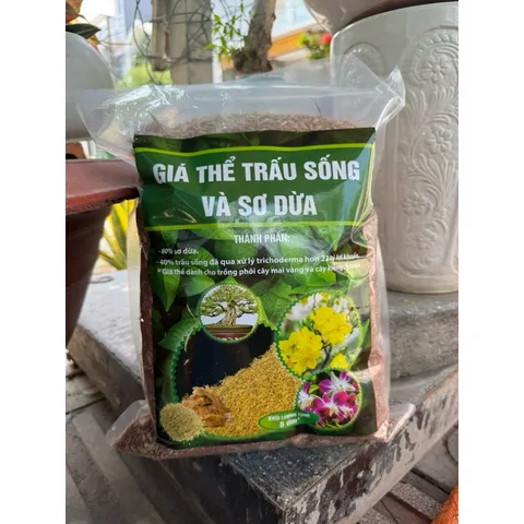 Giá Thể Trồng Cây: Trấu Sống + Xơ Dừa + Trichoderma - Hỗ Trợ Phát Triển Rễ, Phòng Ngừa Nấm Bệnh gói 5dm3
